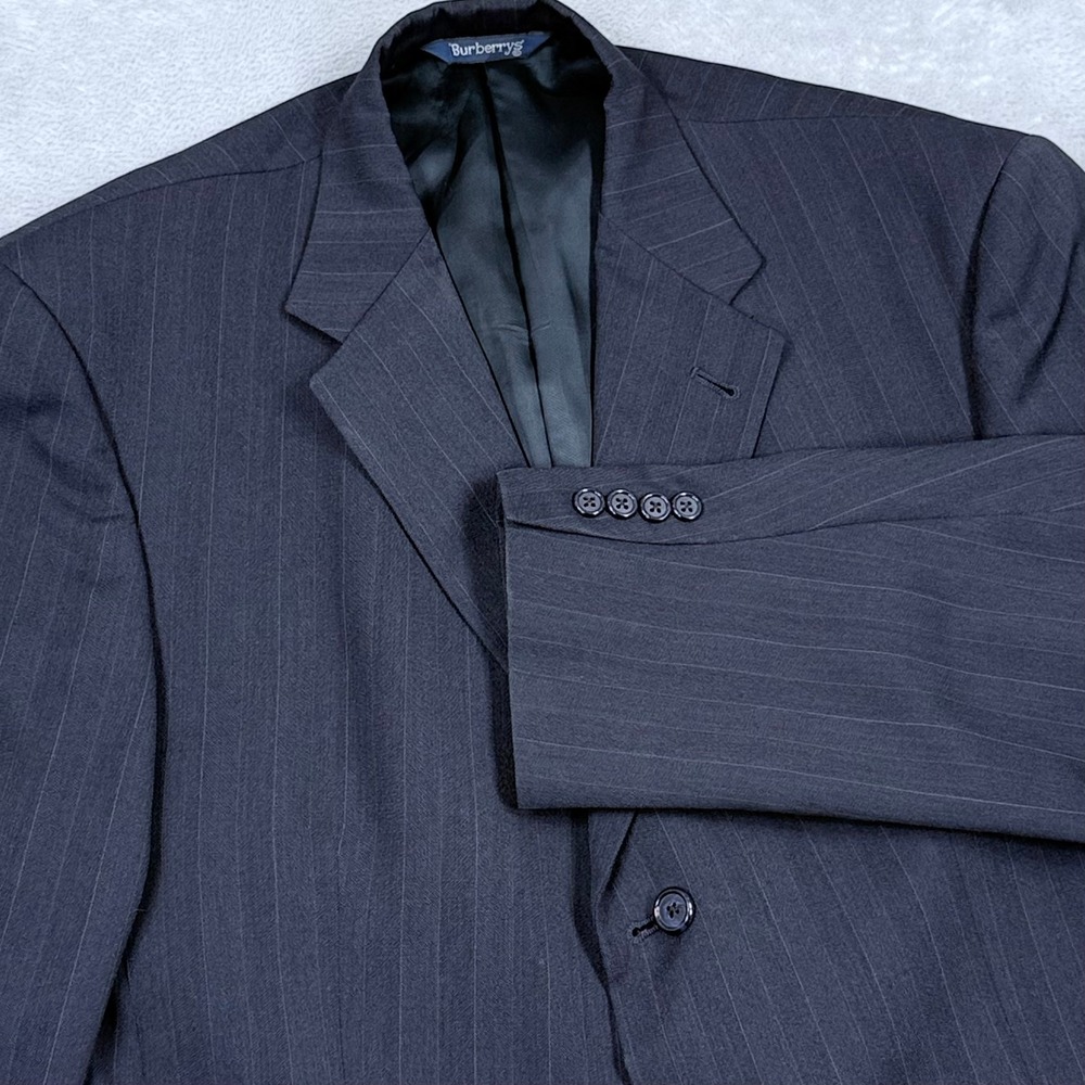 Vintage Burberrys Wool Blazer Mens 42S Gray Pinstripe 3-Button Sport Coat Jacket